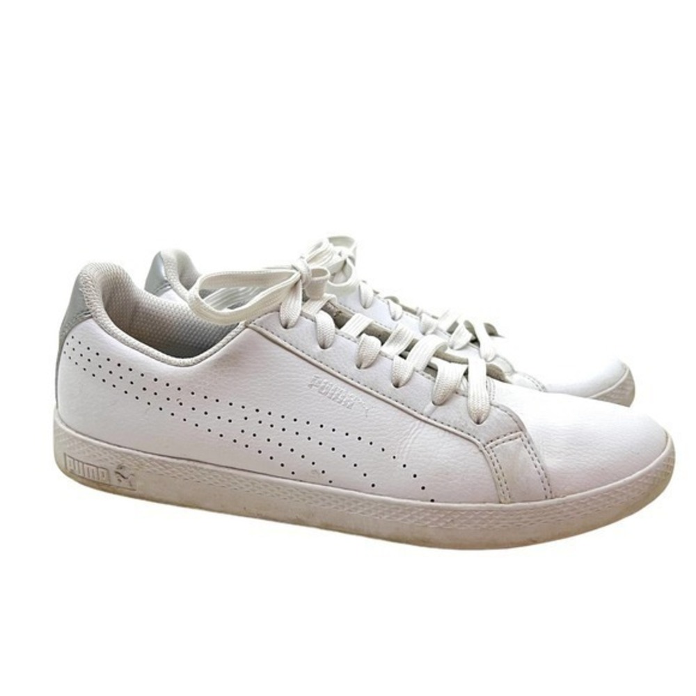 PUMA Smash Women's WNS Perforated White Silver Athletic Sneakers Size 9.5